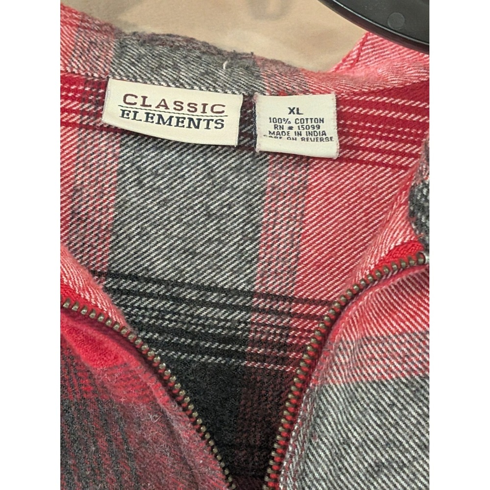 Classic Elements Women's Zip Front Flannel Shirt Red‎ Plaid XL Cotton Jacket Top - Picture 2 of 5